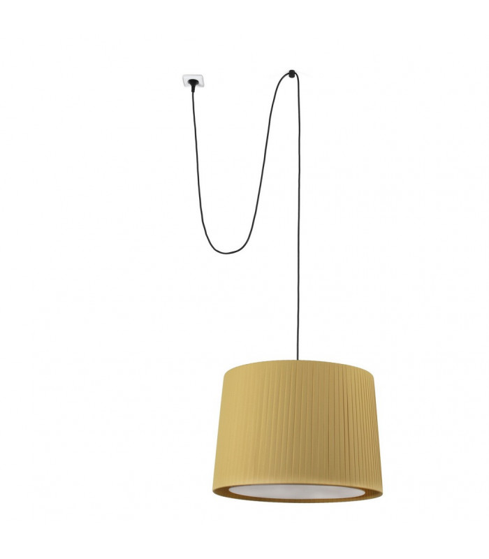 Samba Black Yellow Cylindrical Pendant Lamp With Plug