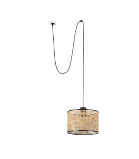 Mambo Black Rattan Cylindrical Pendant Lamp Ø320 With Plug