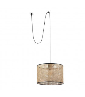 Mambo Black Rattan Cylindrical Pendant Lamp Ø450 With Plug