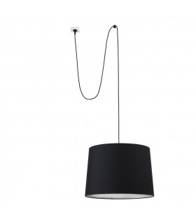 Conga Black Cylindrical Pendant Lamp With Plug