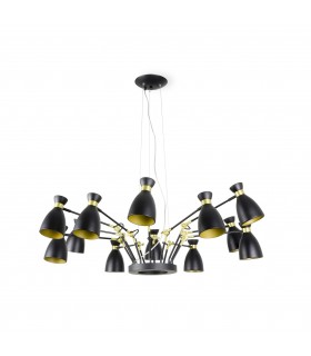 12 Light Multi Arm Ceiling Pendant Black, Copper, E14 - 1