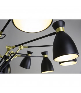 12 Light Multi Arm Ceiling Pendant Black, Copper, E14 - 2