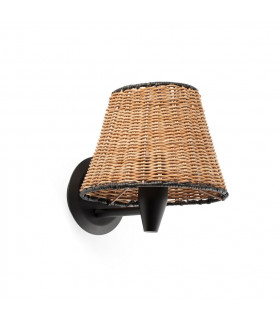 Sumba Black Rattan Shade Wall Lamp 3000K-1