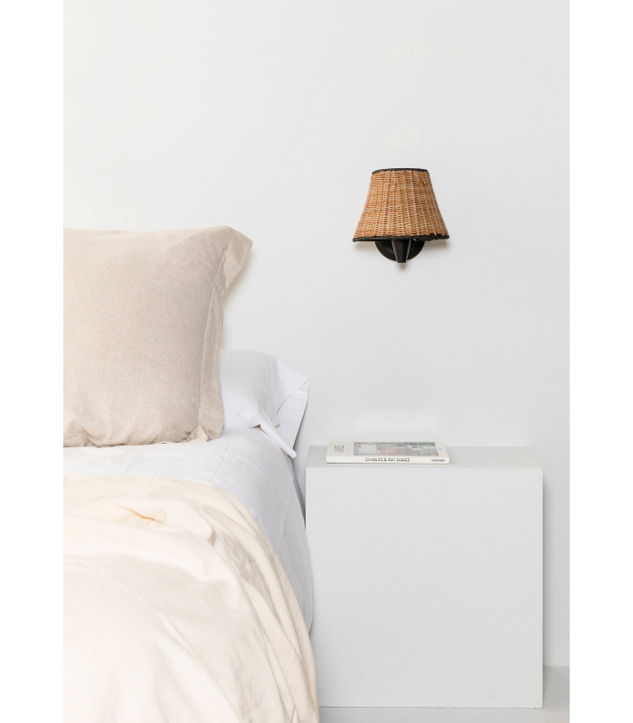 Sumba Black Rattan Shade Wall Lamp 3000K-2