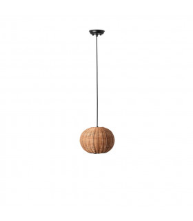 Haka Black Rattan Globe Pendant Lamp 25cm 2700K-1