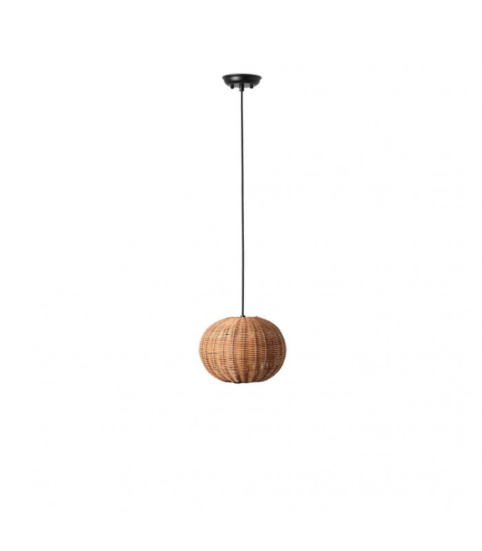 Haka Black Rattan Globe Pendant Lamp 25cm 2700K-1