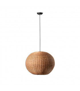 Haka Black Rattan Globe Pendant Lamp 53cm 2700K-1