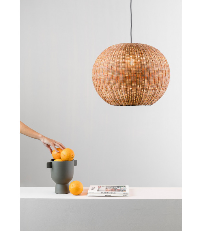 Haka Black Rattan Globe Pendant Lamp 53cm 2700K-2
