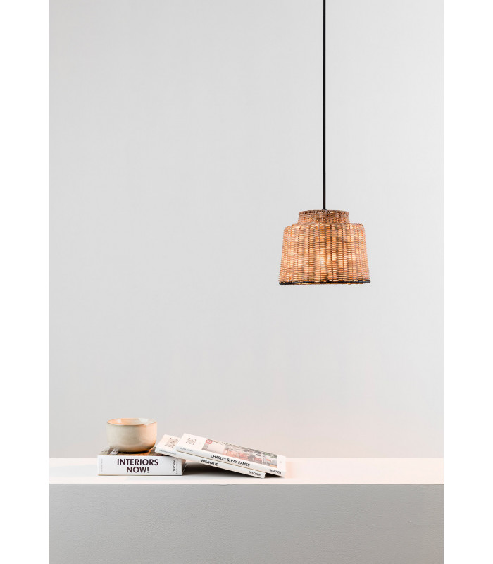 Saipan Black Rattan Dome Pendant Lamp 2700K-2