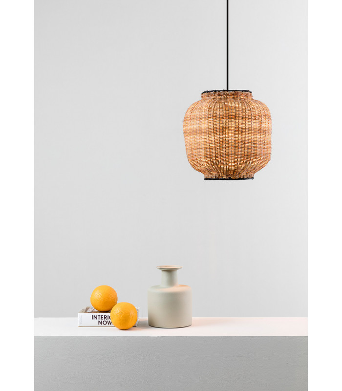 Tupai Black Rattan Dome Pendant Lamp 2700K-2