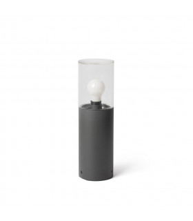 Kila Dark Grey Beacon Pedestal Lamp 40cm Transparent 2700K IP65