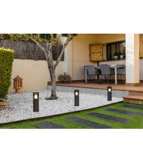Kila Dark Grey Beacon Pedestal Lamp 40cm Smoked IP65-2