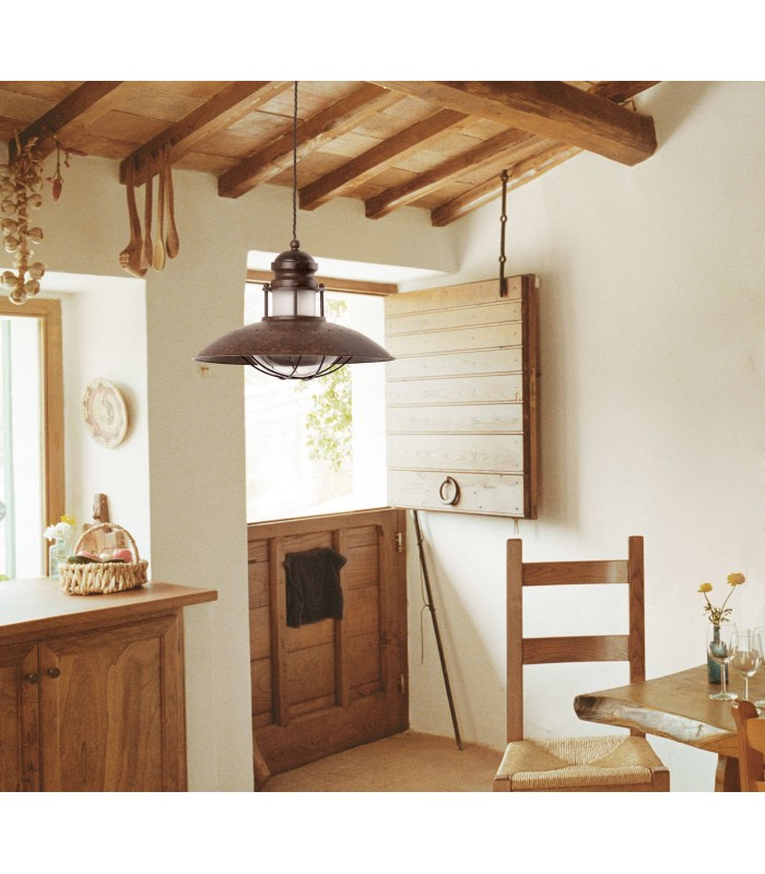 1 Light Dome Ceiling Pendant Brown, E27 - 2