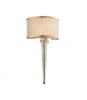 Harlow 2 + 4 LED Light Wall Sconce Silver Leaf Fabric Shade