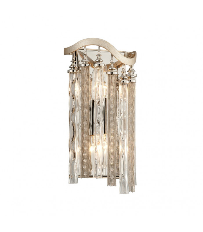 Chimera 2 Light Wall Sconce Silver Leaf Glass