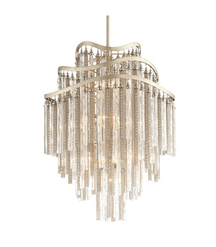 Chimera 10 Light Chandelier Silver Leaf Glass
