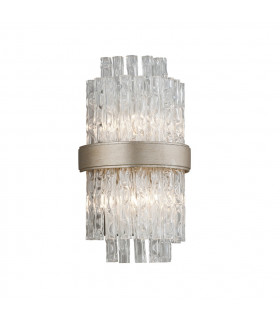 Chime 2 Light Wall Sconce Silver Leaf Polished Stainless Glass