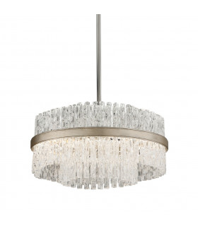 Chime 4 Light Pendant Silver Leaf Polished Stainless Glass