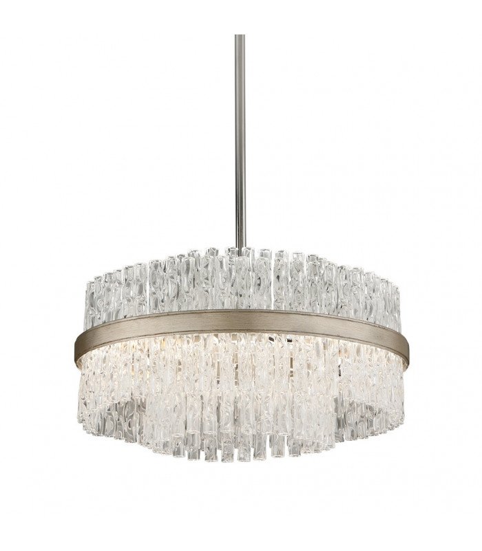 Chime 4 Light Pendant Silver Leaf Polished Stainless Glass