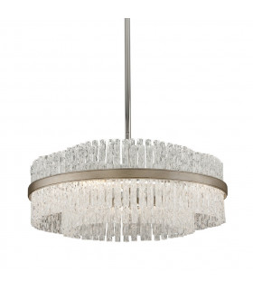 Chime 8 Light Pendant Silver Leaf Polished Stainless Glass