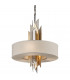 Modernist 4 Light Pendant Polished Stainless Steel Gold Leaf Fabric Shade