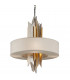 Modernist 6 Light Pendant Polished Stainless Steel Gold Leaf Fabric Shade