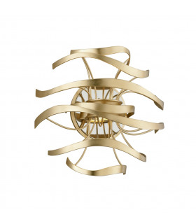 Calligraphy 2 Light Wall Sconce Gold Leaf Polished Stainless Glass 2700K