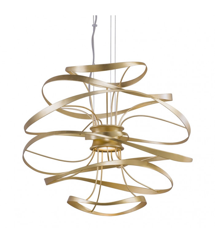 Calligraphy 2 Light Pendant Gold Leaf Polished Stainless Glass 2700K