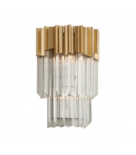 Charisma 2 Light Wall Sconce Gold Leaf Polished Stainless Crystal