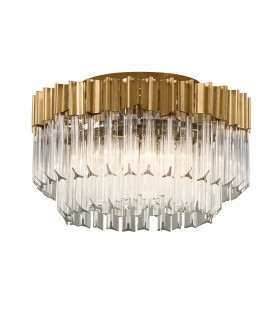 Charisma 3 Light Semi Flush Gold Leaf Polished Stainless Crystal