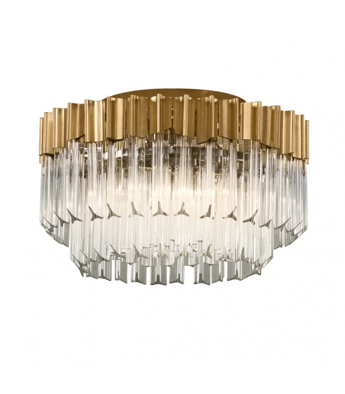 Charisma 3 Light Semi Flush Gold Leaf Polished Stainless Crystal