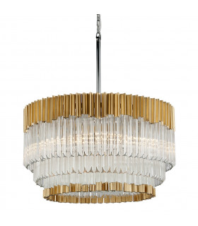 Charisma 8 Light Pendant Gold Leaf Polished Stainless Crystal