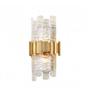 Ciro 2 Light Wall Sconce ANTIQUE Leaf Stainless Glass