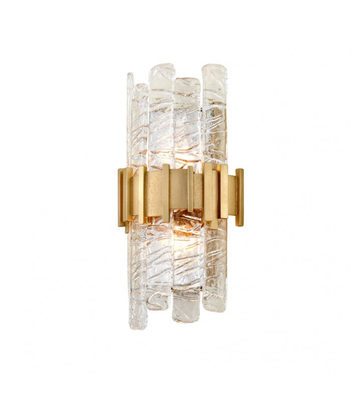 Ciro 2 Light Wall Sconce ANTIQUE Leaf Stainless Glass