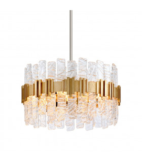 Ciro 5 Light Pendant ANTIQUE Leaf Stainless Glass