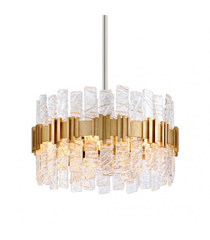 Ciro 5 Light Pendant ANTIQUE Leaf Stainless Glass