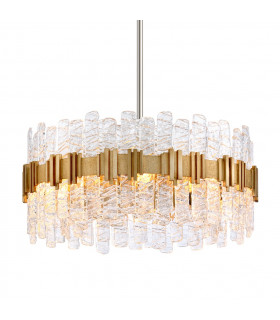 Ciro 8 Light Pendant ANTIQUE Leaf Stainless Glass