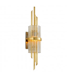 Symphony 1 Light Wall Sconce Gold Leaf Polished Stainless Glass