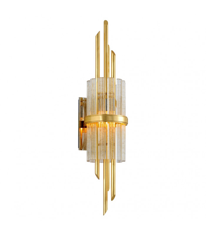 Symphony 1 Light Wall Sconce Gold Leaf Polished Stainless Glass