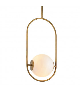 Everley 1 Light Pendant Vintage Brass Glass.