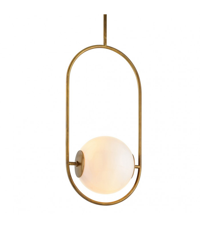 Everley 1 Light Pendant Vintage Brass Glass.