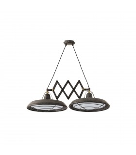 LED 2 Light Double Adjustable Outdoor Ceiling Pendant Bar Light Old Brown IP44 - 1