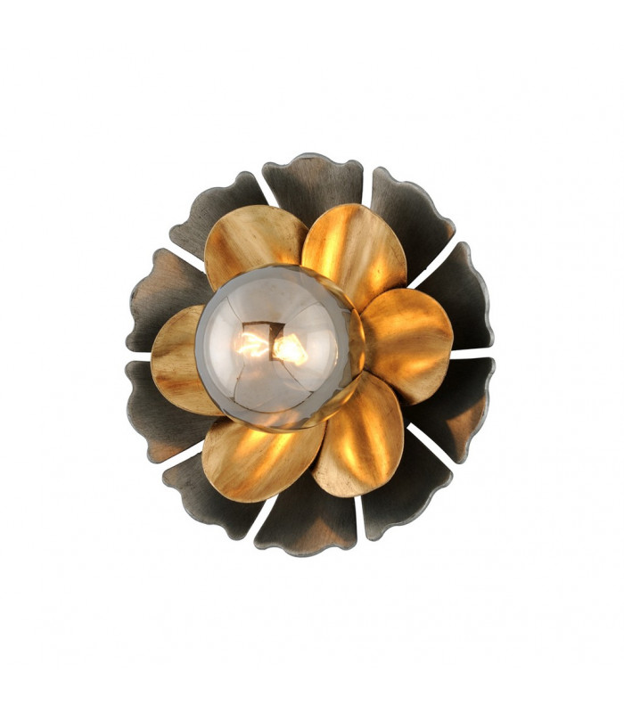 Magic Garden 1 Light Wall Sconce Black Graphite Bronze Leaf