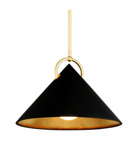 Charm 1 Light Pendant Black And Gold Leaf Glass