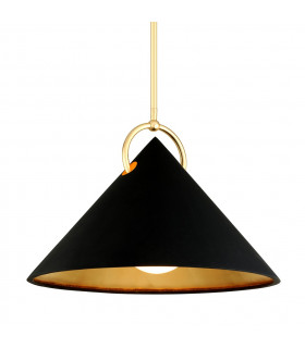 Charm 1 Light Pendant Black And Gold Leaf Glass