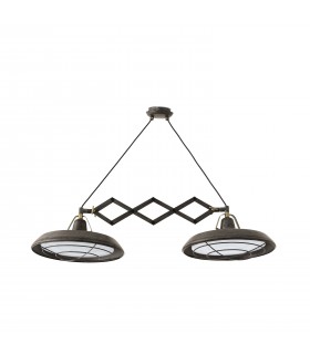 LED 2 Light Double Adjustable Outdoor Ceiling Pendant Bar Light Old Brown IP44 - 2