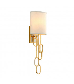 Halo 1 Light Wall Sconce Gold Leaf Fabric