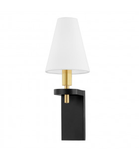 Dooley 1 Light Wall Sconce Aged Brass Linen 2700K