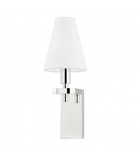 Dooley 1 Light Wall Sconce Polished Nickel Linen 2700K