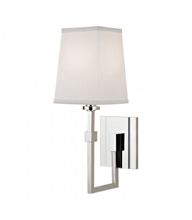 Fletcher 1 Light Wall Sconce Polished Nickel Faux Silk